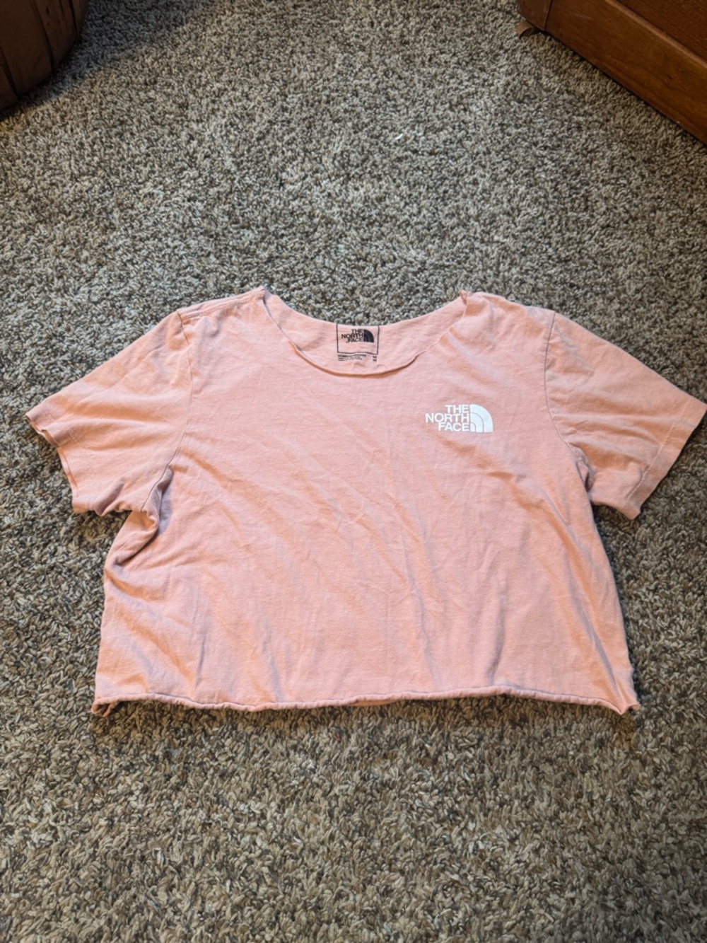 The North Face Light Pink Cropped T-Shirt with White Logo